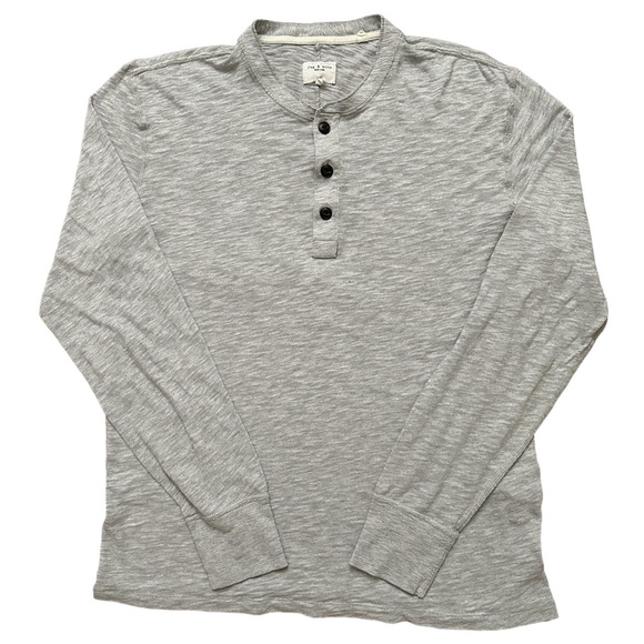 Rag & Bone Henley Shirt Mens Size L Long Sleeve Button Cotton Polyester Gray - Picture 1 of 6